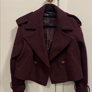 ASOS design Burgundy wool cropped jacket. Size small.